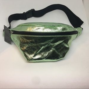 NWT Green metallic denim fanny pack